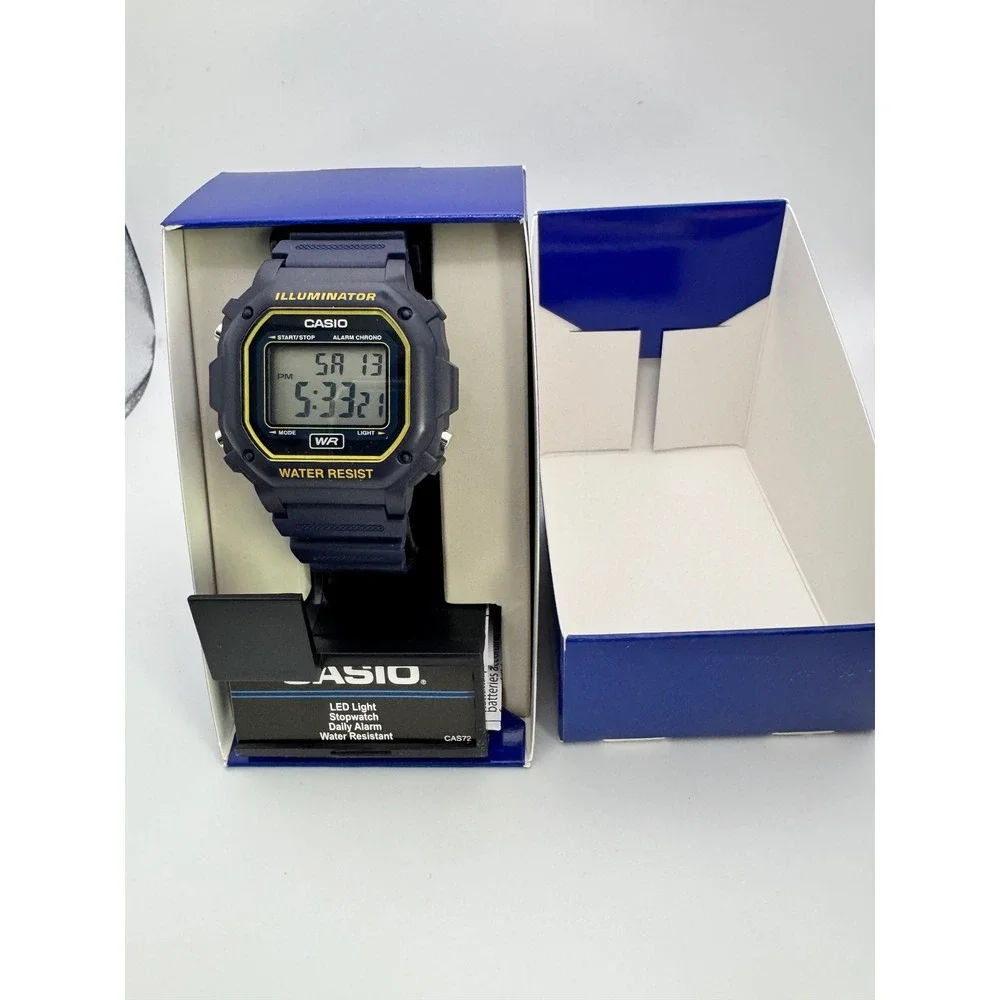 Casio Illuminator Digital Watch Navy Blue Yellow F-108WH-2A2CF 3224 New